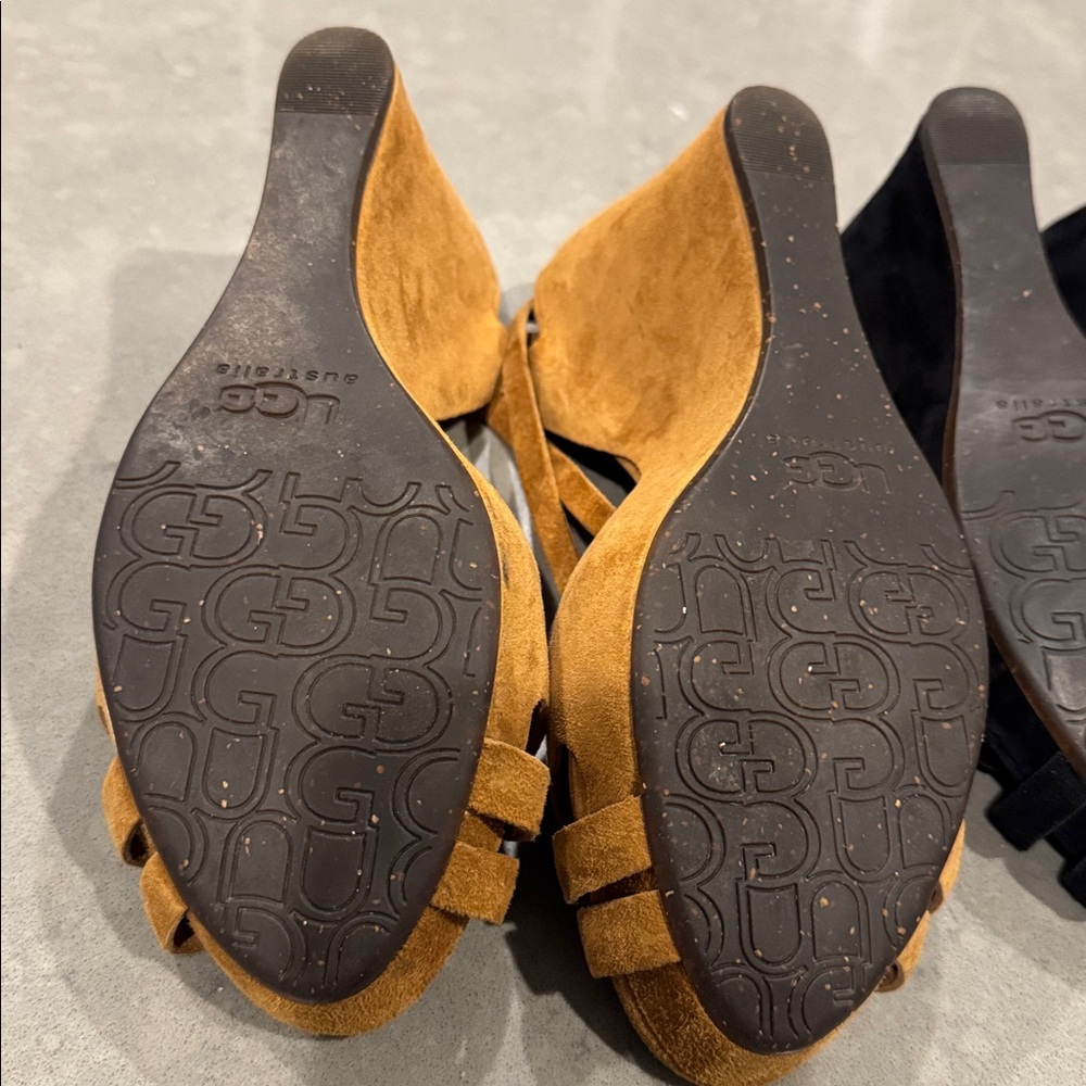 Ugg Australia Soft Black and Tan Women's Wedges size 9 - Picture 8 of 11